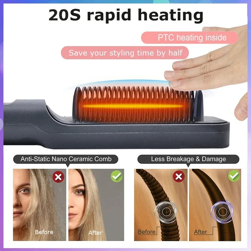 Ionic Heat Pro™ Electric Hot Comb & Hair Straightening Brush