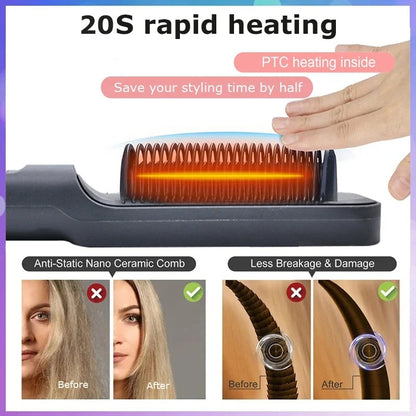 Ionic Heat Pro™ Electric Hot Comb & Hair Straightening Brush