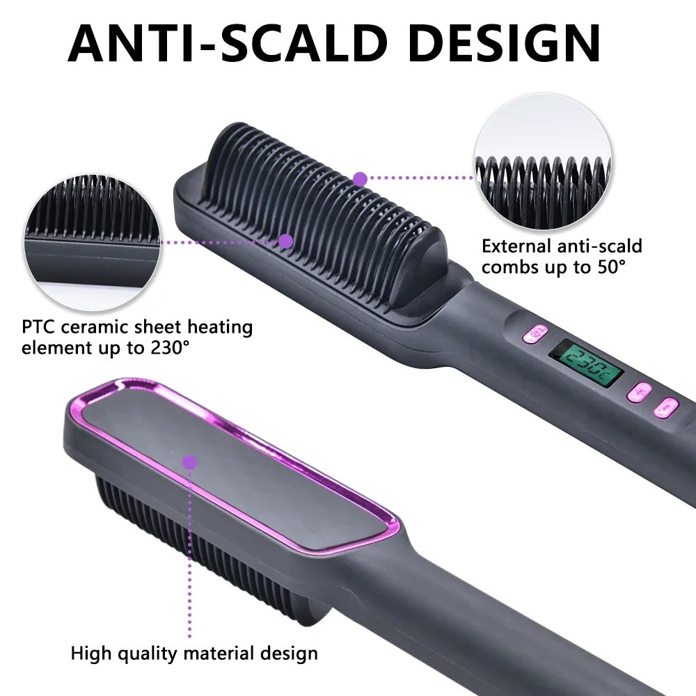 Ionic Heat Pro™ Electric Hot Comb & Hair Straightening Brush