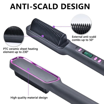 Ionic Heat Pro™ Electric Hot Comb & Hair Straightening Brush