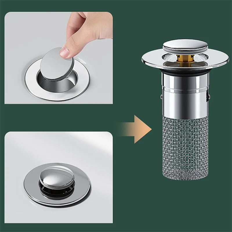 Long Press Bounce Pop-Up Sink Drain Filter