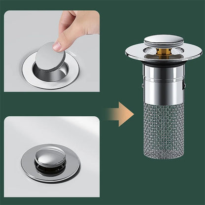 Long Press Bounce Pop-Up Sink Drain Filter